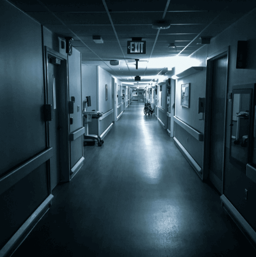 Dark corridors in a hospital
